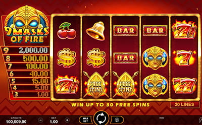 9 Masks of Fire Slot Free Spins Scatter