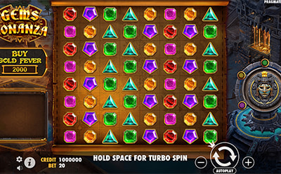 The Gems Bonanza Slot Game at the Wheelz Canadian Online Casino